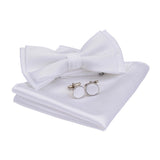 Ensemble de nœuds papillon solides de différentes tailles, haut et bas, nœud papillon uni pour homme, mouchoir, boutons de manchette, coffret cadeau pour hommes, cravates de mode de mariage