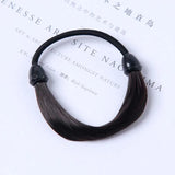 Rubber Band Made of Hair Simulation Wig Head Rope Fashion Wig Hair Rings Straight Hair Tie Ponytail High Elastic HairRope