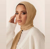 Hijab en jersey solide pour femmes, foulard en coton doux et long, foulard musulman à la mode, turban, bandeau pour femmes