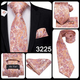Hi-Tie 100% soie classique pour homme, cravate de mariage corail rose rouge pêche, pochette carrée, boutons de manchette, ensemble de cravates roses pour hommes, cravates cachemire unies
