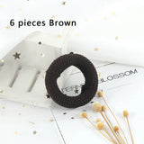 6Pcs/Lot Solid Color Basic Rubber Bands Simple High Elastic Hairband Girls Headwear Headband Fashion Women Gum Hair Accessories