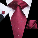 Hi-Tie Coffret cadeau cravate homme vin rouge bordeaux cachemire soie mariage cravate pour homme design tendance qualité mouchoir boutons de manchette livraison directe