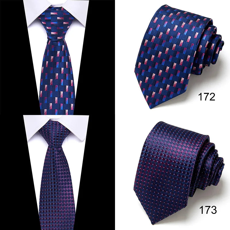 Cravate classique en soie pour homme, 48 couleurs, 7,5 cm, de luxe, à rayures, fine, pour costume, mariage, fête