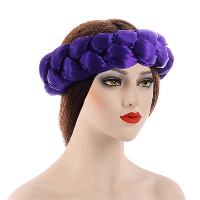 New Satin Twist Braids Hair Tie Braid Headband Women Elastic Hair Bands Ladies Turban Bandage Headwear African Hair Accessories