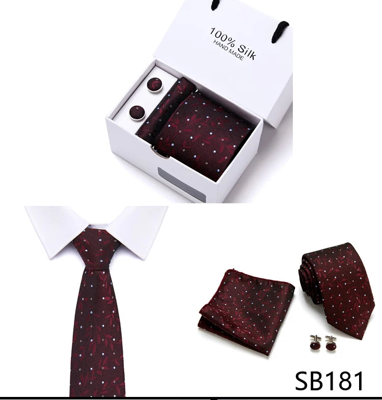 Cravates de marque 100 % soie, coffret cadeau, bureau, homme, classique, fête, mariage, rayées, 7,5 cm, soie, mariage, motif floral, cravate, mouchoir