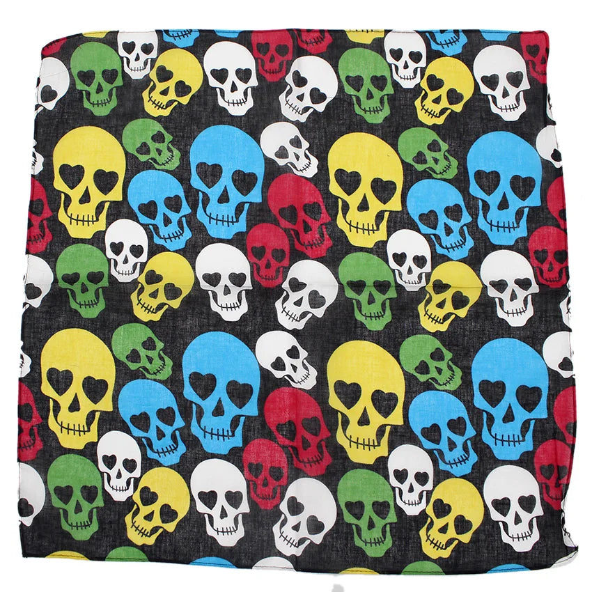 Foulard carré bandana tête de mort 100 % coton, foulard carré style hip-hop, sport, cachemire, vélo, foulard pour femme, pour le cou