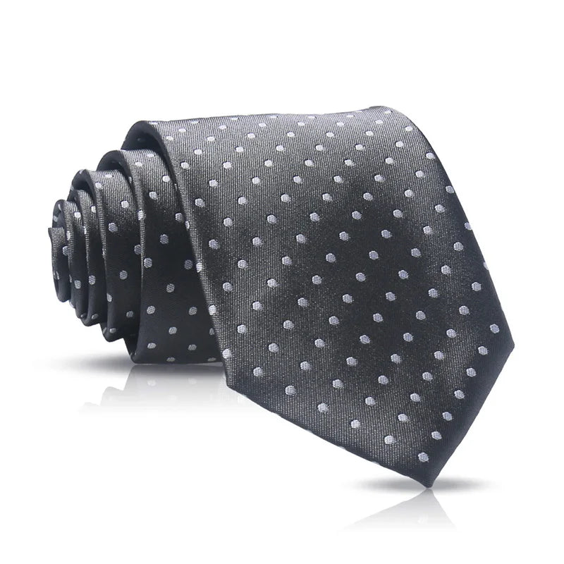 Cravate Huishi 8 cm à pois pour homme, slim, tendance, en polyester et microfibre, à carreaux, pour mariage