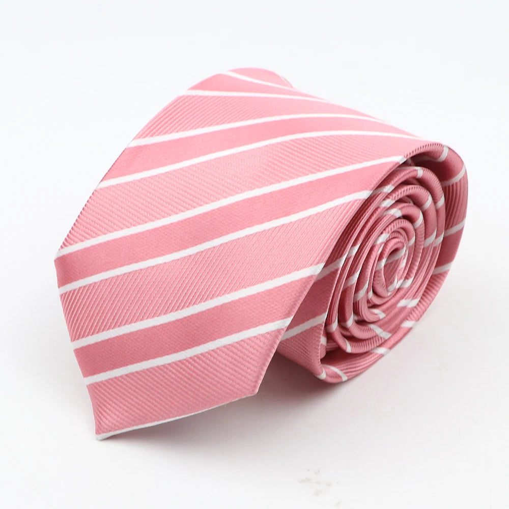 Nouvelle cravate classique à rayures et pois pour homme, jacquard, 7 cm, en polyester, étroite, slim, pour mariage, marié, affaires, costume, chemise, cadeau