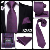 Hi-Tie – Cravate de mariage en soie violette unie à motif cachemire pour homme, ensemble de qualité avec boutons de manchette et mouchoir, cadeau tendance, livraison directe