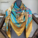 100% Silk Scarf Women Large Shawls Floral Print Stoles Square Bandana Luxury Brand Kerchief Scarves Female Foulard 130*130cm