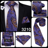 Hi-Tie – Cravate de mariage en soie violette unie à motif cachemire pour homme, ensemble de qualité avec boutons de manchette et mouchoir, cadeau tendance, livraison directe