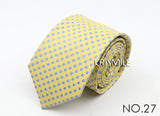 Nouvelle cravate classique à rayures et pois pour homme, jacquard, 7 cm, en polyester, étroite, slim, pour mariage, marié, affaires, costume, chemise, cadeau