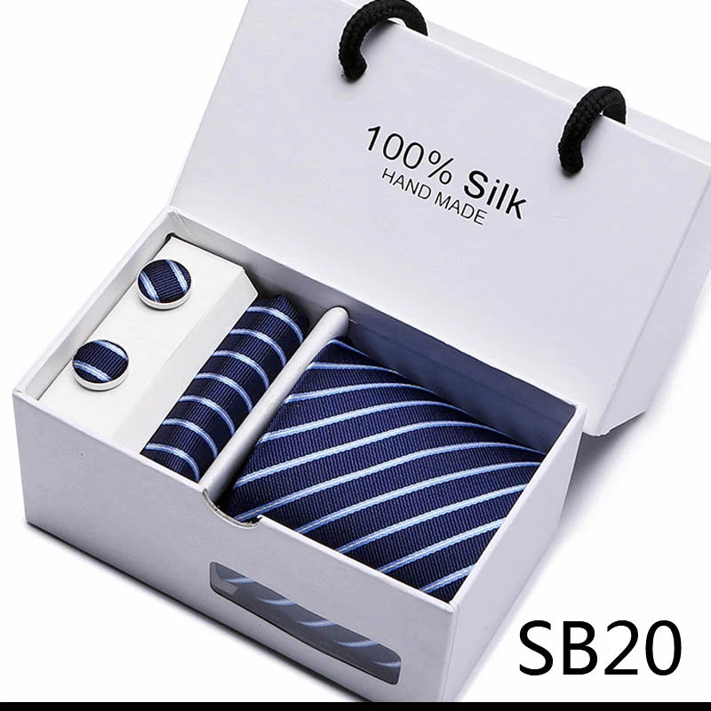 Cravates de marque 100 % soie, coffret cadeau, bureau, homme, classique, fête, mariage, rayées, 7,5 cm, soie, mariage, motif floral, cravate, mouchoir