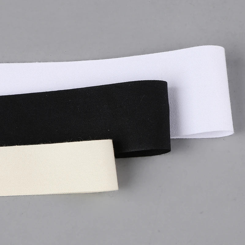 HOT 5yd/lot Black White Beige Plain Cotton Binding Ribbon Webbing Tape Trimming For Packing garment Accessories Handmade DIY