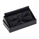 Ensemble de nœuds papillon solides de différentes tailles, haut et bas, nœud papillon uni pour homme, mouchoir, boutons de manchette, coffret cadeau pour hommes, cravates de mode de mariage