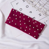 Bow Women's Headbands Pearls Head Bands Knitted Turban Bandana Autumn Winter Elastic Hairband Warm Hair Accessories Headdress