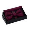 Ensemble de nœuds papillon solides de différentes tailles, haut et bas, nœud papillon uni pour homme, mouchoir, boutons de manchette, coffret cadeau pour hommes, cravates de mode de mariage