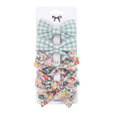 4Pcs/set Leopard Dot Print Bowknot Hair Bow Clips Baby Girls Lace Cotton Linen Barrettes Safety Hairpins Headwear Accessories