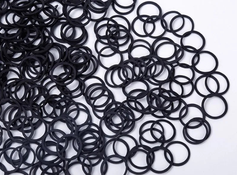 Mini élastiques noirs pour cheveux, 0,6 x 0,9 cm, pour fournitures de bureau, école, maison