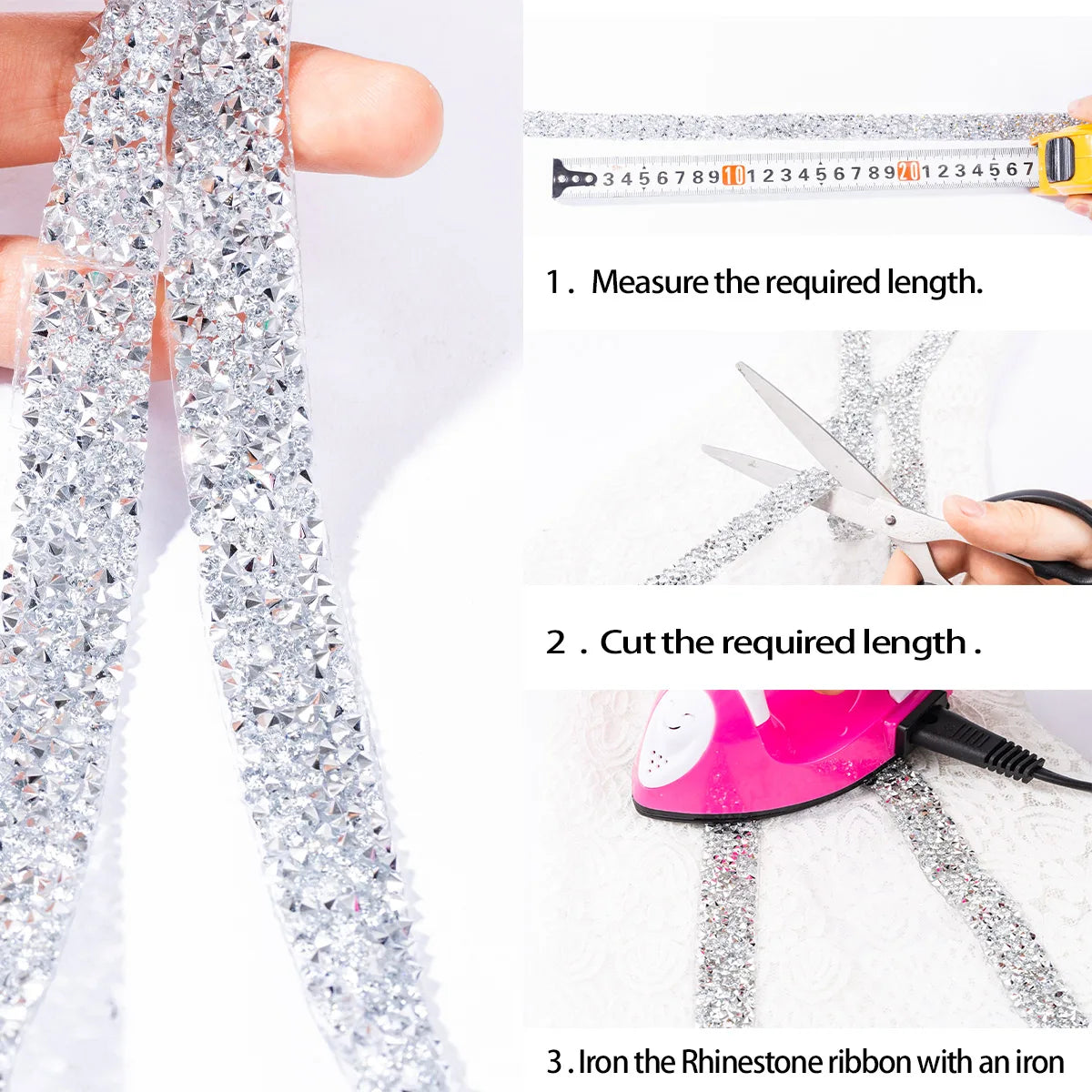 Crystal Rhinestone Ribbon/ Diamond Sparkling Bling Ribbons Roll Banding Belt Wrap for Wedding Cakes Birthday Crafts Decorations
