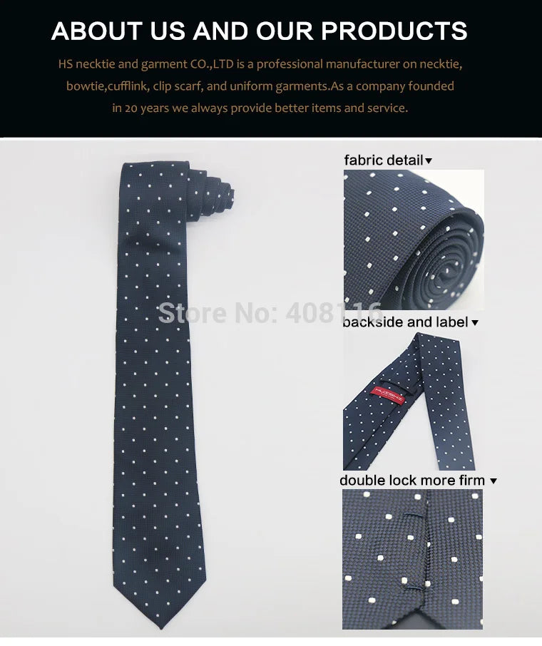 Cravate Huishi 8 cm à pois pour homme, slim, tendance, en polyester et microfibre, à carreaux, pour mariage