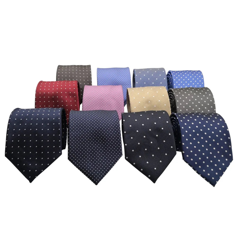 Cravate Huishi 8 cm à pois pour homme, slim, tendance, en polyester et microfibre, à carreaux, pour mariage