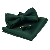 Ensemble de nœuds papillon solides de différentes tailles, haut et bas, nœud papillon uni pour homme, mouchoir, boutons de manchette, coffret cadeau pour hommes, cravates de mode de mariage