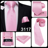 Hi-Tie Cravate de mariage en soie pour homme, motif cachemire, couleur unie, rose, corail, design tendance, qualité, mouchoir, bouton de manchette, fête d'affaires