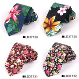 Nouvelle cravate florale pour hommes et femmes, cravate fine en coton pour mariage, cravates décontractées pour hommes, costumes classiques, cravates à imprimé floral