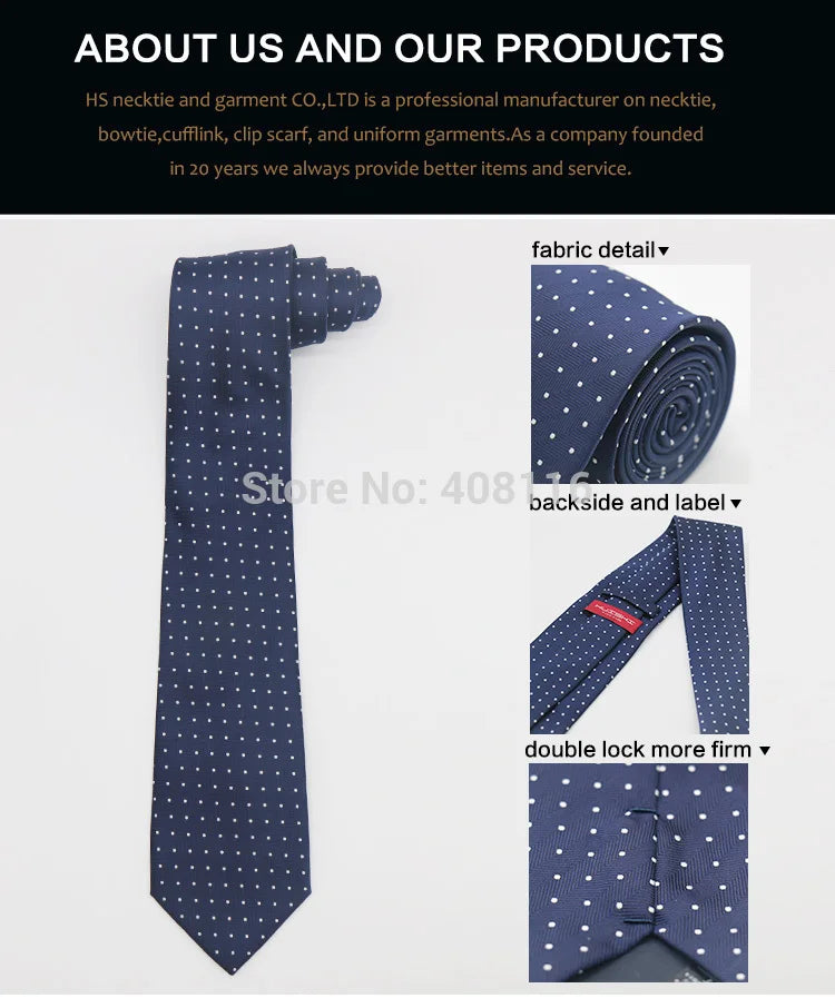 Cravate Huishi 8 cm à pois pour homme, slim, tendance, en polyester et microfibre, à carreaux, pour mariage