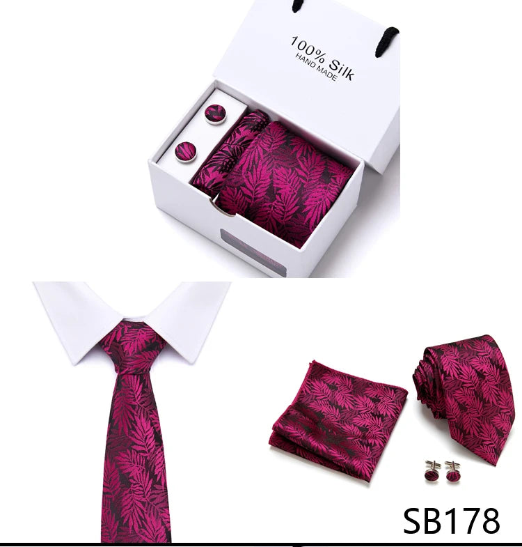 Cravates de marque 100 % soie, coffret cadeau, bureau, homme, classique, fête, mariage, rayées, 7,5 cm, soie, mariage, motif floral, cravate, mouchoir