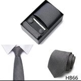 2023 New Style Wedding Gift Tie Pocket Squares Set Necktie Box Men Solid Black Suit Accessories Fit Wedding