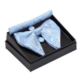 GUSLESON Ensemble de boutons de manchette et pochette pour homme, motif cachemire, bleu, rouge et jaune, avec boîte cadeau, cravate de mariage en soie pour homme