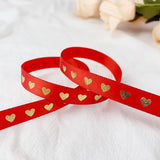 Ruban de satin imprimé cœur, 5 mètres, 10 mm, pour loisirs créatifs, nœuds, emballage cadeau, fête, mariage, décoration de Noël
