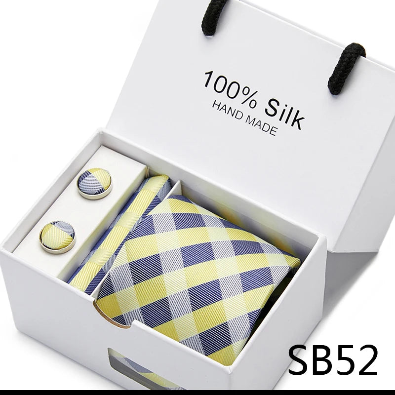 Cravates de marque 100 % soie, coffret cadeau, bureau, homme, classique, fête, mariage, rayées, 7,5 cm, soie, mariage, motif floral, cravate, mouchoir
