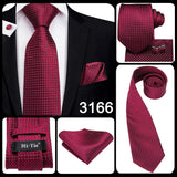 Hi-Tie Coffret cadeau cravate homme vin rouge bordeaux cachemire soie mariage cravate pour homme design tendance qualité mouchoir boutons de manchette livraison directe