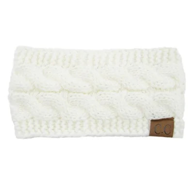 2024 Fashion Bohemia Winter Warm Knitted Headband Hair Accessories Women's CC Wool Wide Hairband Stretch Solid Hairband Headwear