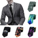 Cravate pour homme, motif animal drôle, motif paon, motif mathématique, en polyester, style décontracté, idéal pour les affaires ou les soirées.