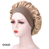 Bonnet de nuit en soie pour femme, noir, rose, violet, avec boucles naturelles bouclées, élastique large et souple, réglable