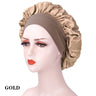 Bonnet de nuit en soie pour femme, noir, rose, violet, avec boucles naturelles bouclées, élastique large et souple, réglable