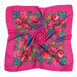 70*70cm Luxury Flowers Square Russian Scarf Women Floral Printed Shawl Female Bandana Head Wrap Headband Scarves Handkerchief