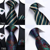 DiBanGu Green Teal Ties For Men Hanky Cufflinks Set 17 Styles Necktie For Male Business Wedding Party Mens Ties New Arrival Tie