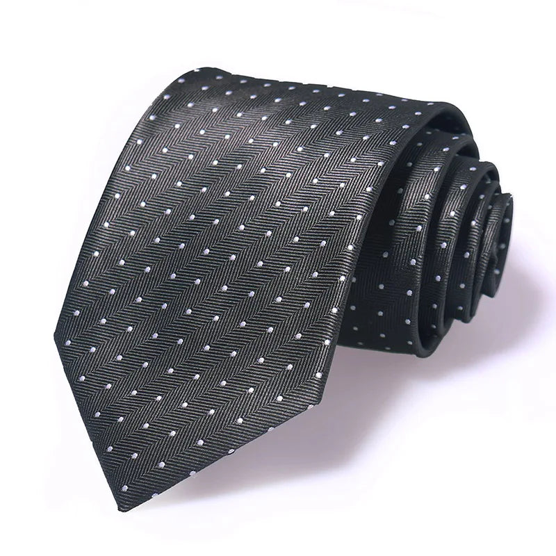 Cravate Huishi 8 cm à pois pour homme, slim, tendance, en polyester et microfibre, à carreaux, pour mariage