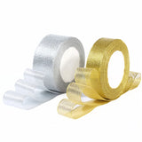 Gold-/Silber-Organzaband aus Seidensatin, 0,6–5 cm, glitzernd bestickte Zwiebelbänder für Hochzeitstorten, Geschenkdekoration, Bastelbedarf