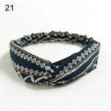 New Fashion Women Girls Bohemian Hair Bands Print Headbands Vintage Cross Turban Bandage Bandanas HairBands Hair Accessories