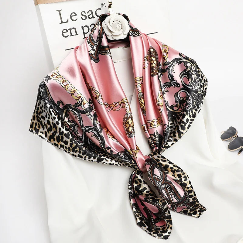 Foulard carré en soie pour femme, bandana, châle, satin, grand hijab, pashmina, bandeau 2021