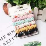 6Pack Women Elastic Hair Bands Cute Hair Ties Gum Print Girls Scrunchies Set Ponytail Holder Small Scrunchy Hair Accessories