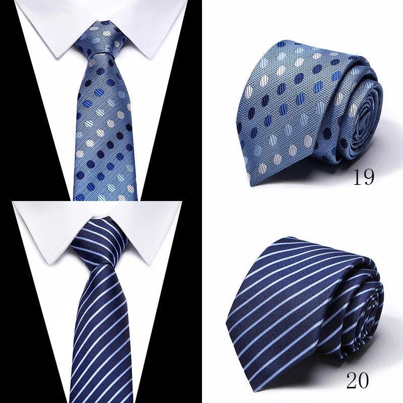 Cravate classique en soie pour homme, 48 couleurs, 7,5 cm, de luxe, à rayures, fine, pour costume, mariage, fête