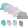 Bonnet et moufles pour nouveau-né, bonnet confortable pour fille et garçon, bonnet et gants en coton pour bébé de 0 à 6 mois