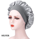 Bonnet de nuit en soie pour femme, noir, rose, violet, avec boucles naturelles bouclées, élastique large et souple, réglable